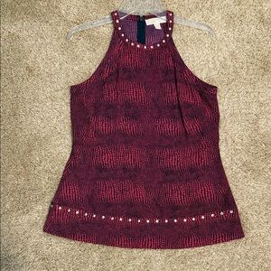 Michael Kors Halter Top in Pink and Black with Studded Details